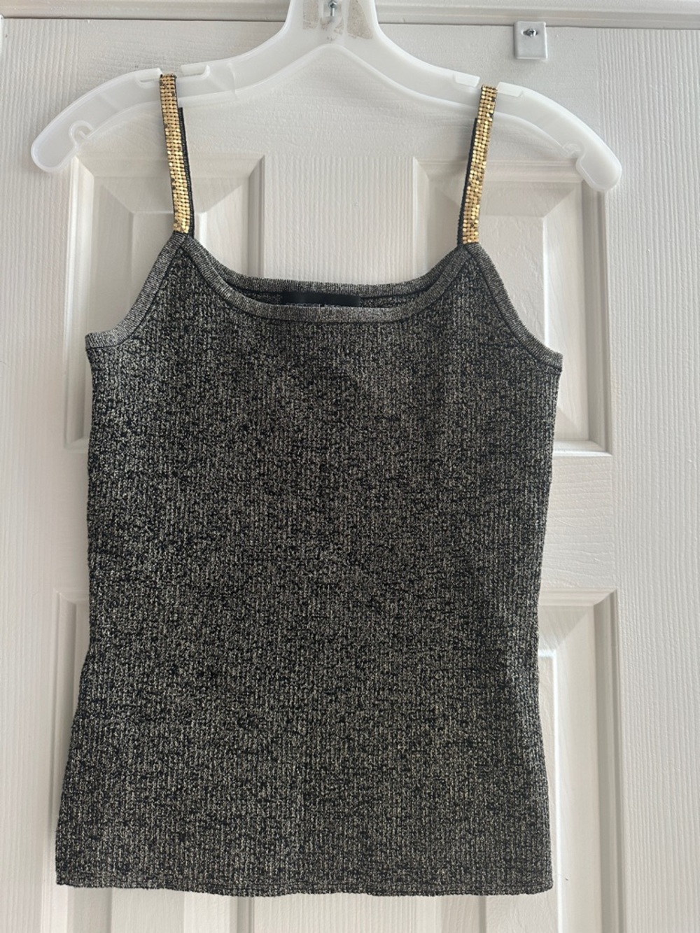 Spenser Jeremy Y2K Gold Metallic Knit Tank Silk Blend Women’s S Festival Retro